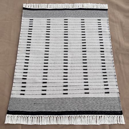 Handmade Grey Cotton Modern Dhurrie For Home